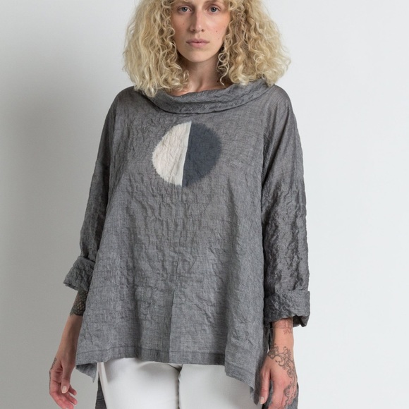 Steve Sells Studio Shibori oversized cowl neck tunic top - Picture 7 of 16